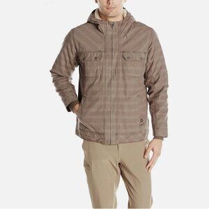 Prana Apperson Jacket Mens XL Brown Plaid Hooded Sherpa Lined Winter Coat